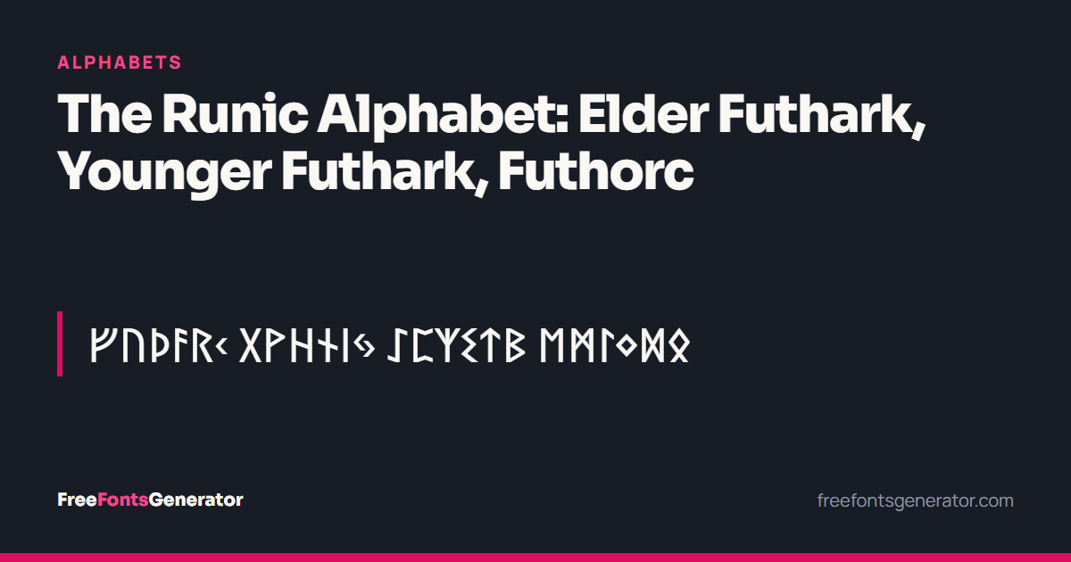 The 24 runes of the Elder Futhark shown in a row as Unicode characters