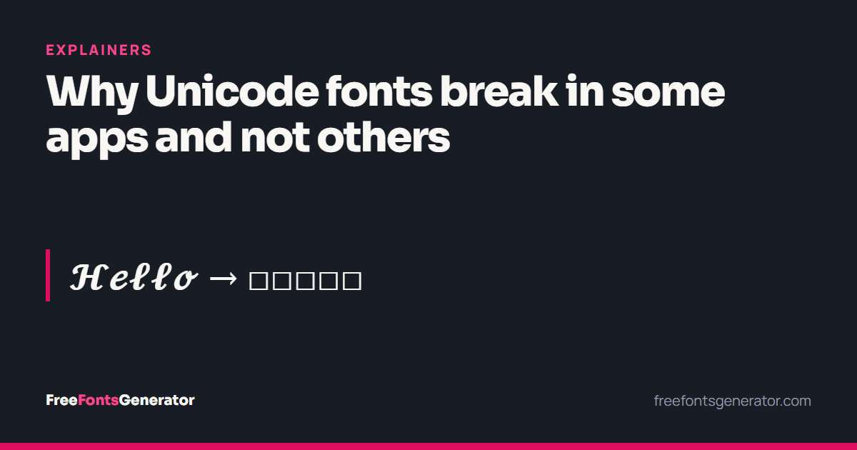 A styled word rendering correctly beside the same word shown as empty boxes